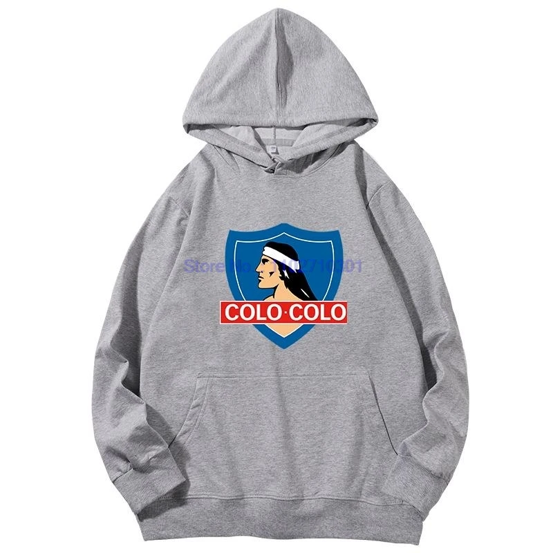 Modische Grafik-Kapuzenpullover Colo Colo Camisa Fußball Weiß Unisex Baumwoll-Essentials Hoodie Kapuzenpullover – Detail 5