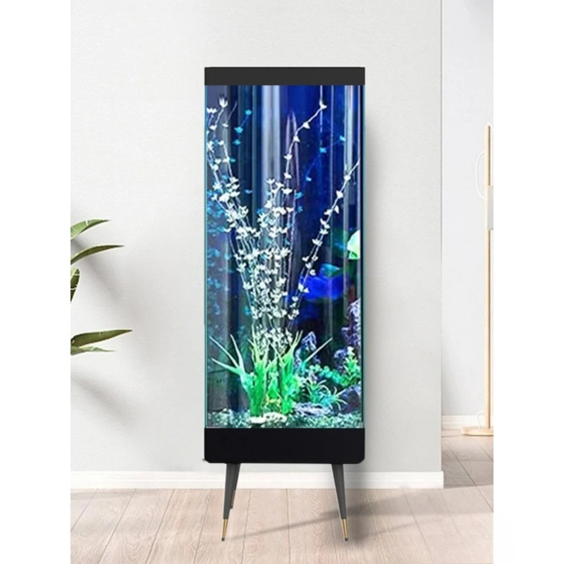 Vertical fish tank living room home TV cabinet next to the floor against the wall goldfish tank