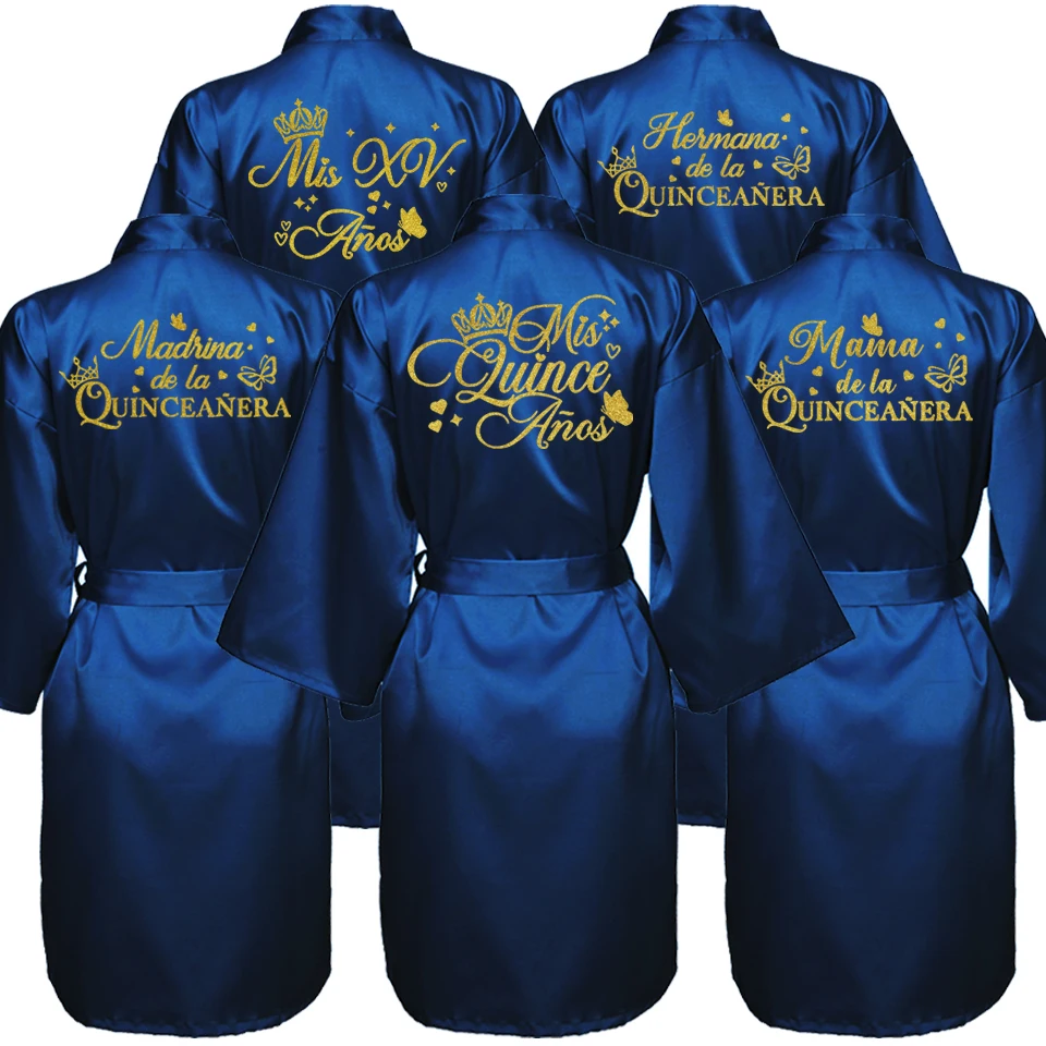 Princess Sweet 15 Years Girl Birthday Party Robes Quinceanera Robe Mis XV Bathrobe Silkly Nightgown
