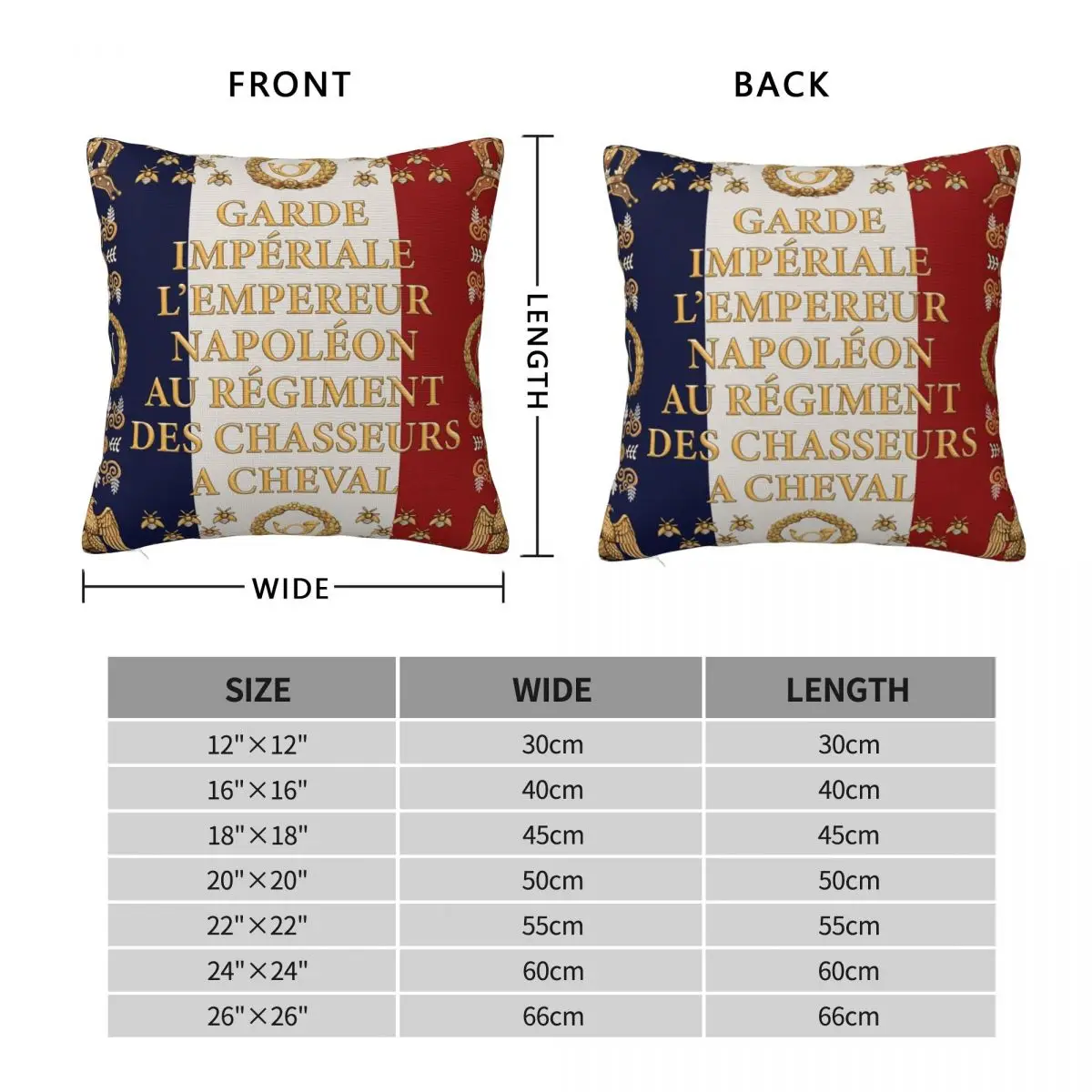 Napoleonic French Flag Of The Chasseurs A Cheval De La Garde Square Pillowcase Pillow Cover Comfort Throw Pillow for Home Car