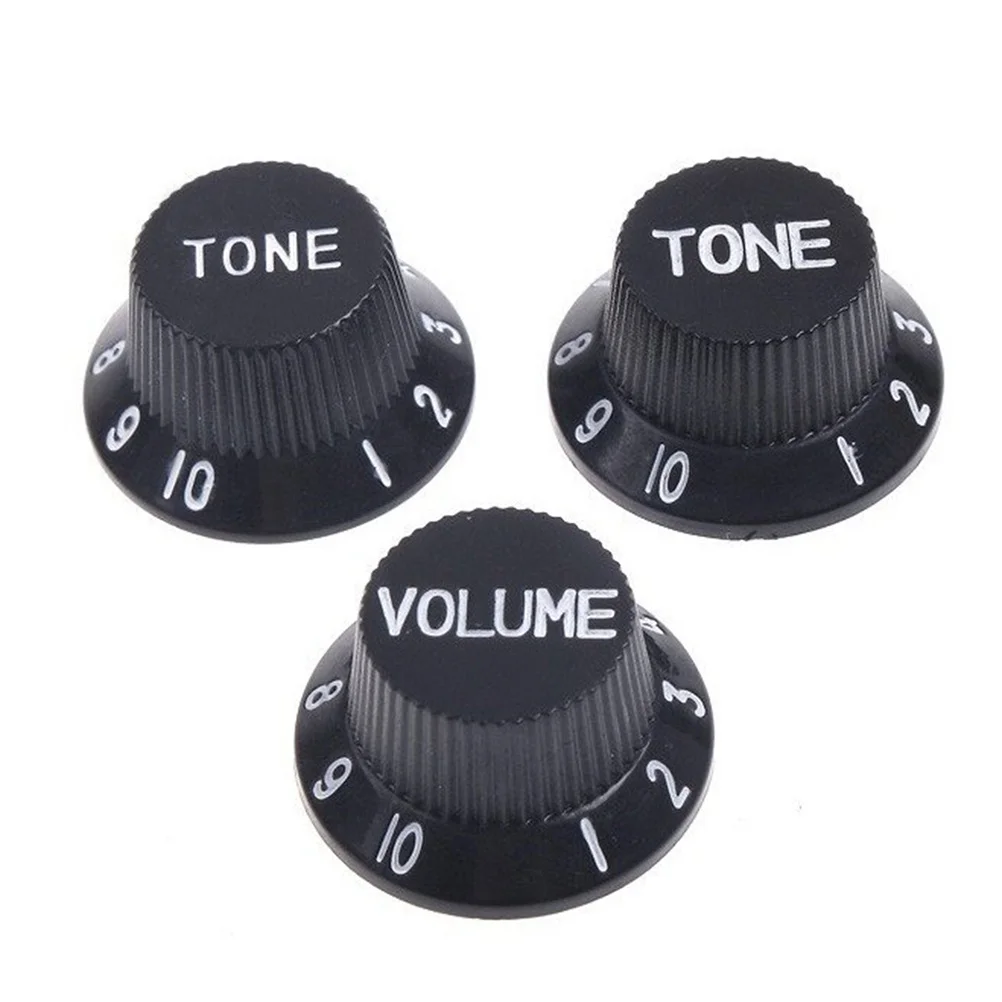 3 pcs Plastic Guitar Volume Tone Control Knobs Black Replacement For Electric Bass Knob Fit St Tl Style