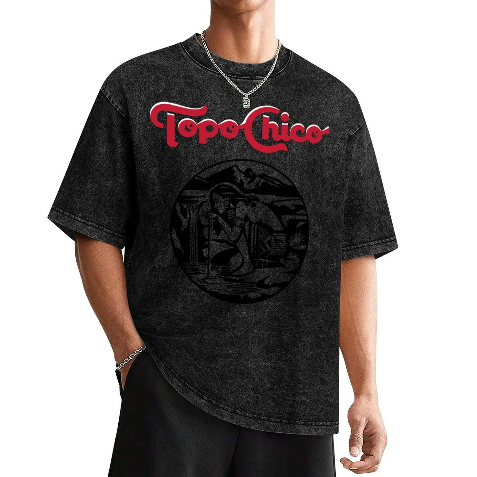 Aztec princess - Topo Chico agua mineral logo (sparkling mineral water) T-Shirt anime t shirts blue archive plain Men's t-shirt