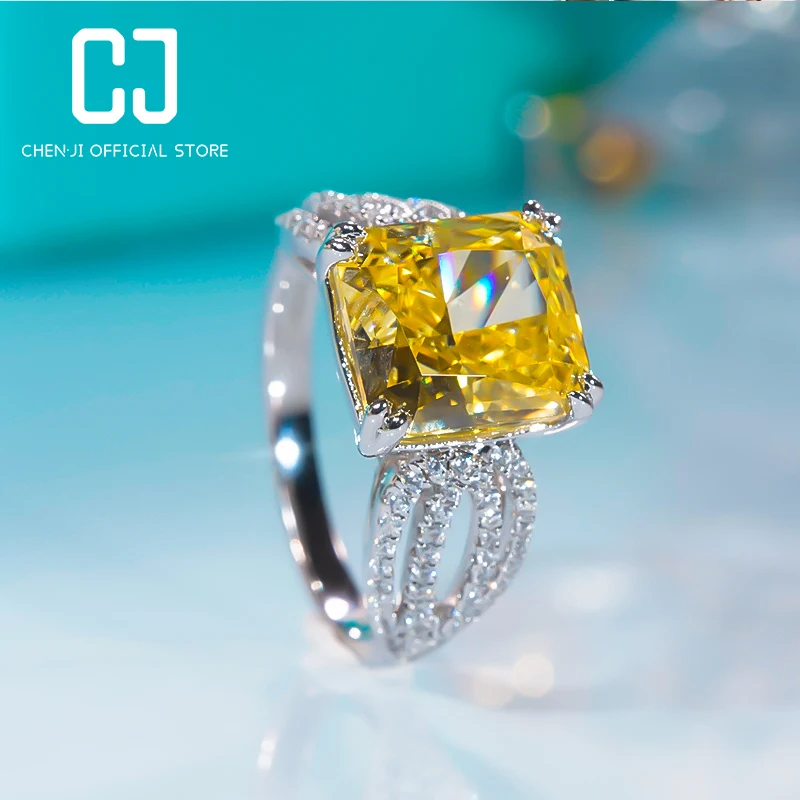 

Luxury Topaz Sparkling 4ct Yellow High Carbon Diamond 925 Sterling Silver Ring Wedding Dinner Fine Jewelry Anniversary Gift 2023