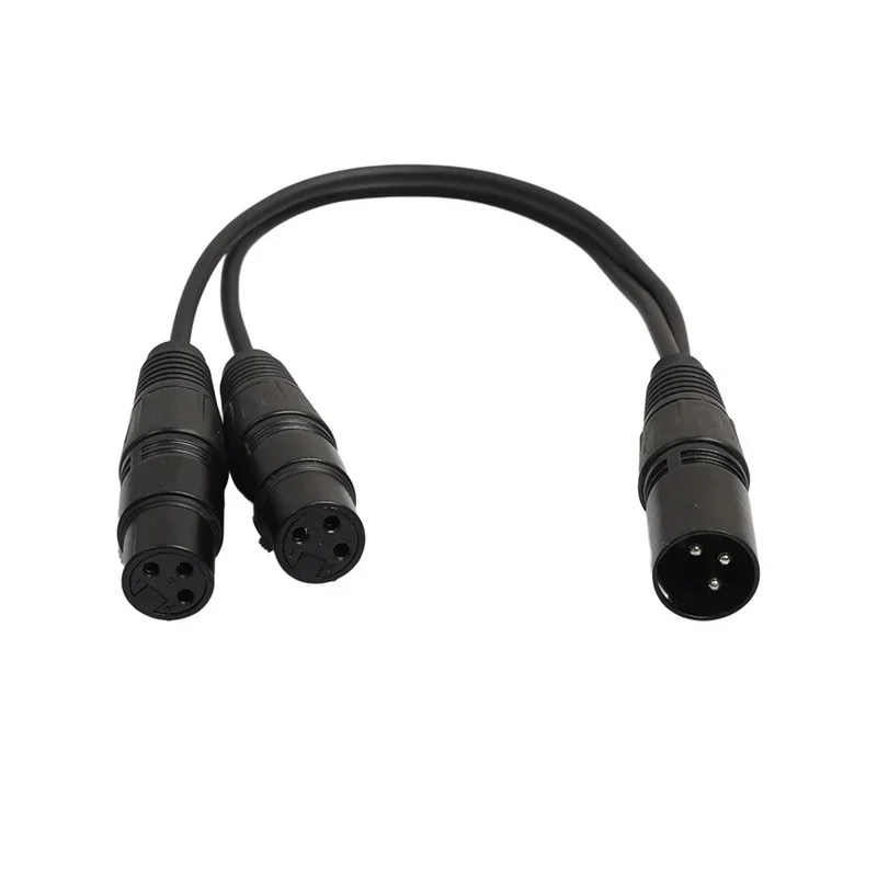 3Pin XLR 1 Male To 2 Female Audio Extension Cable, Audio Y Splitter Cord Line for Mixer Recorder