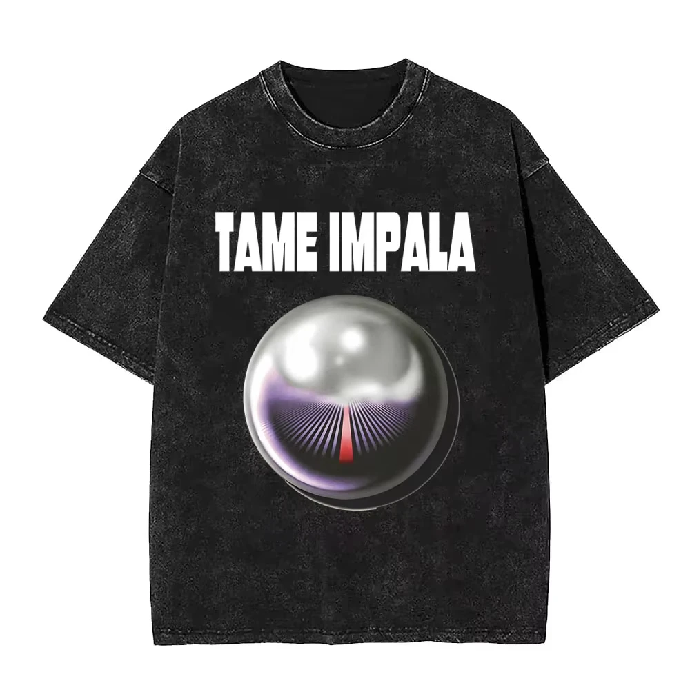 2026 Washed Vintage Tame Impala Graphic Print T-shirts Men's Clothing Pop Rock Band T-shirt Men Women Fashion Retro T Shirt