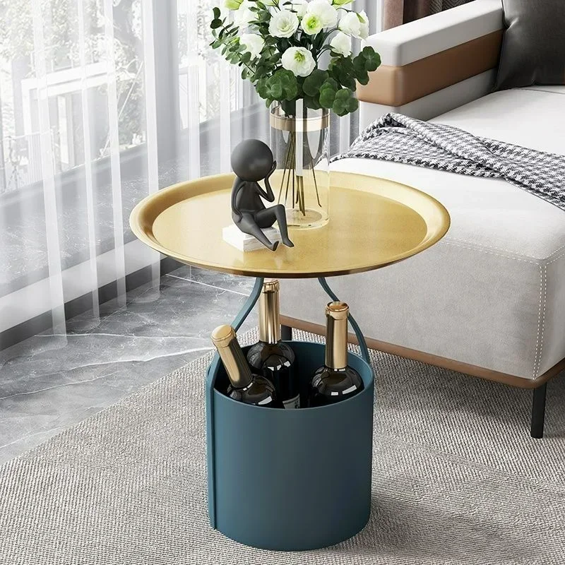 

Nordic Light Luxury Iron Small Coffee Table Corner Bedside Table Sofa Side Table Living Room Balcony Side Simple Storage Bucket