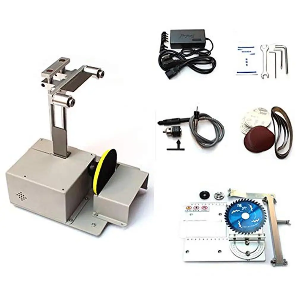 Mini Table Saw Woodworking Hobby Saw Kit 4-in-1 Polishing Drilling Machine Chuck Soft Shaft Set