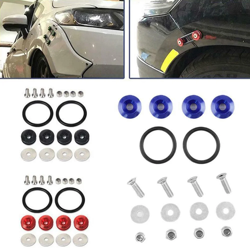 Universal Auto Bumper Repair Quick Release Fastener Kit M6Bolt Aluminum FenderWasher Rubber Gasket CarExterior Replacement Parts
