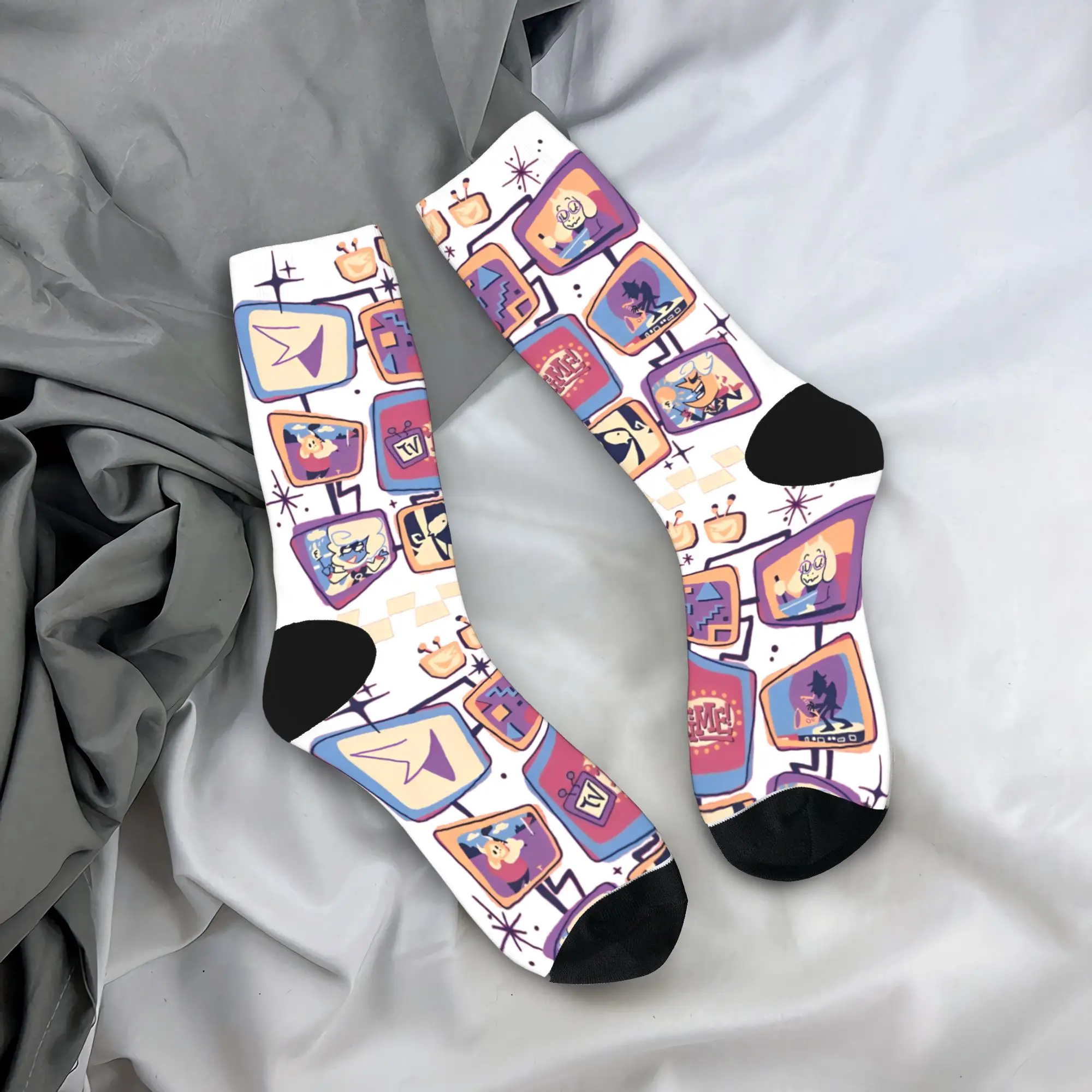 ¡Es hora de televisión! Calcetines hombres mujeres poliéster moda Tenna Deltarune calcetines novedad Primavera Verano Otoño Invierno medio tubo calcetines regalo