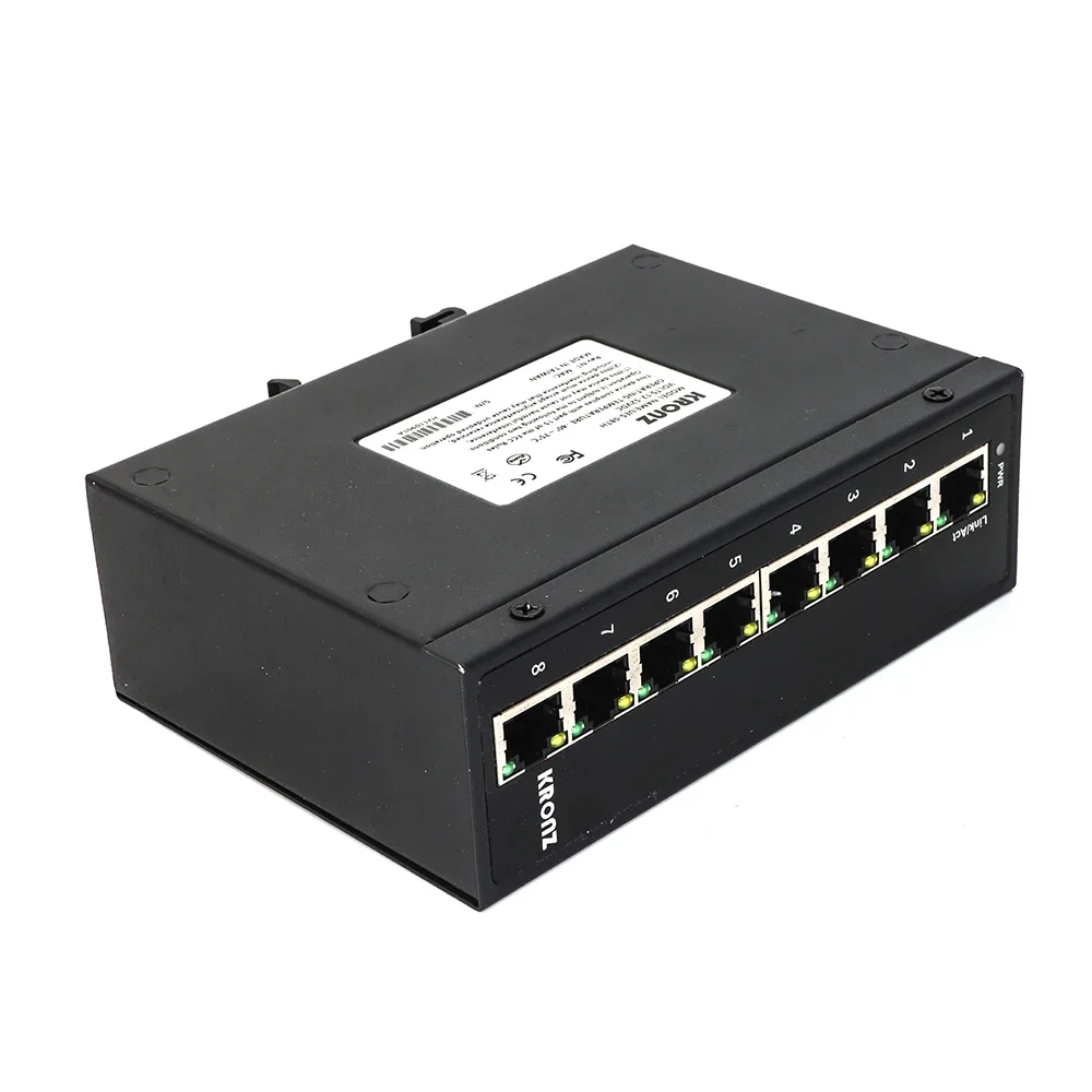 KRONZ Plug and Play 8 Port Industrial POE Ethernet Switch Unmanaged, Compact DIN-Rail Mounting for Harsh Environment