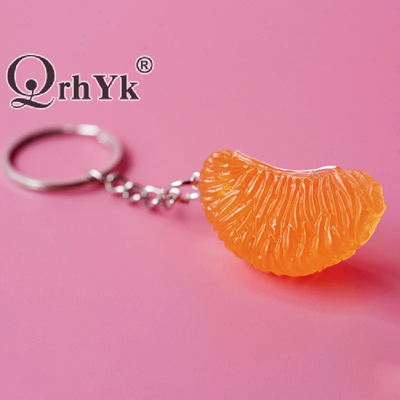 Cartoon Simulation Orange Keychain Simple Fruits Keyring Key Charm Earphone Hanging Decoration Bag Pendant Gifts