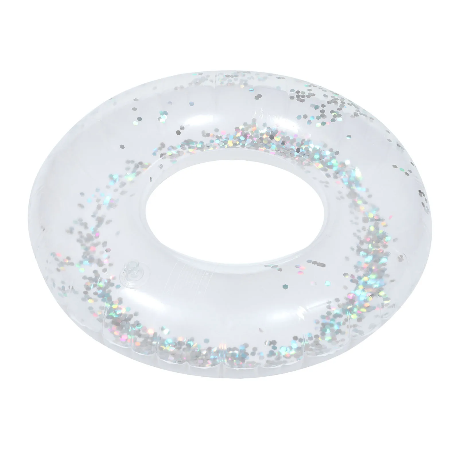

Colorful Transparent Sequins Inflatable Swimming Ring Safe PVC Pool Float Kids Water Accessory 60cm Transparent Floating Ring