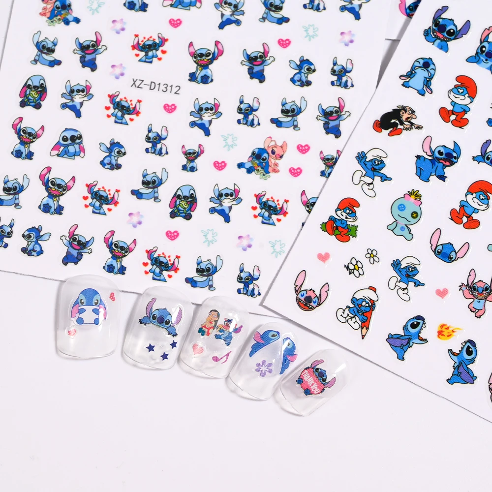 Autocollants 3D Mininstants dessin animé CAN o & Stitch pour ongles, 1 pièce, 10x8cm, design Kawaii, nail art, décoration, décalcomanies, mignon, DIY, souhaits on N64.stickers