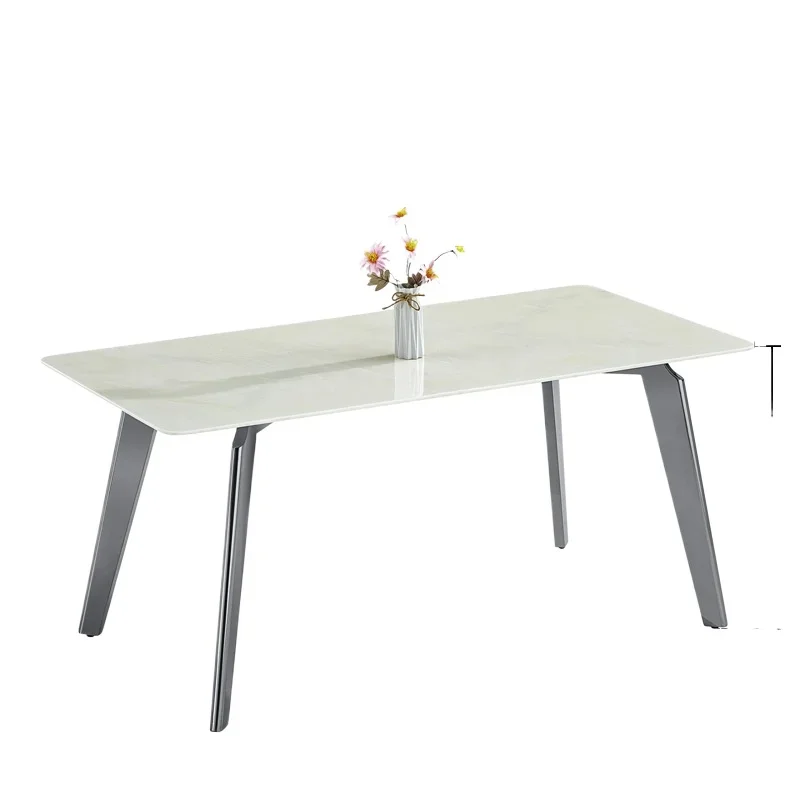 Platinum  luxury stone dining table natural marble rectangular dining table large apartment kari ice