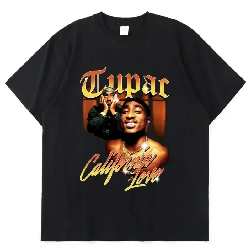 Fashion T-Shirt Rapper Tupac 2024 Summer Tops Hip Hop Streetwear Oversized Short Sleeve T-Shirt Men Women Cotton T-Shirt