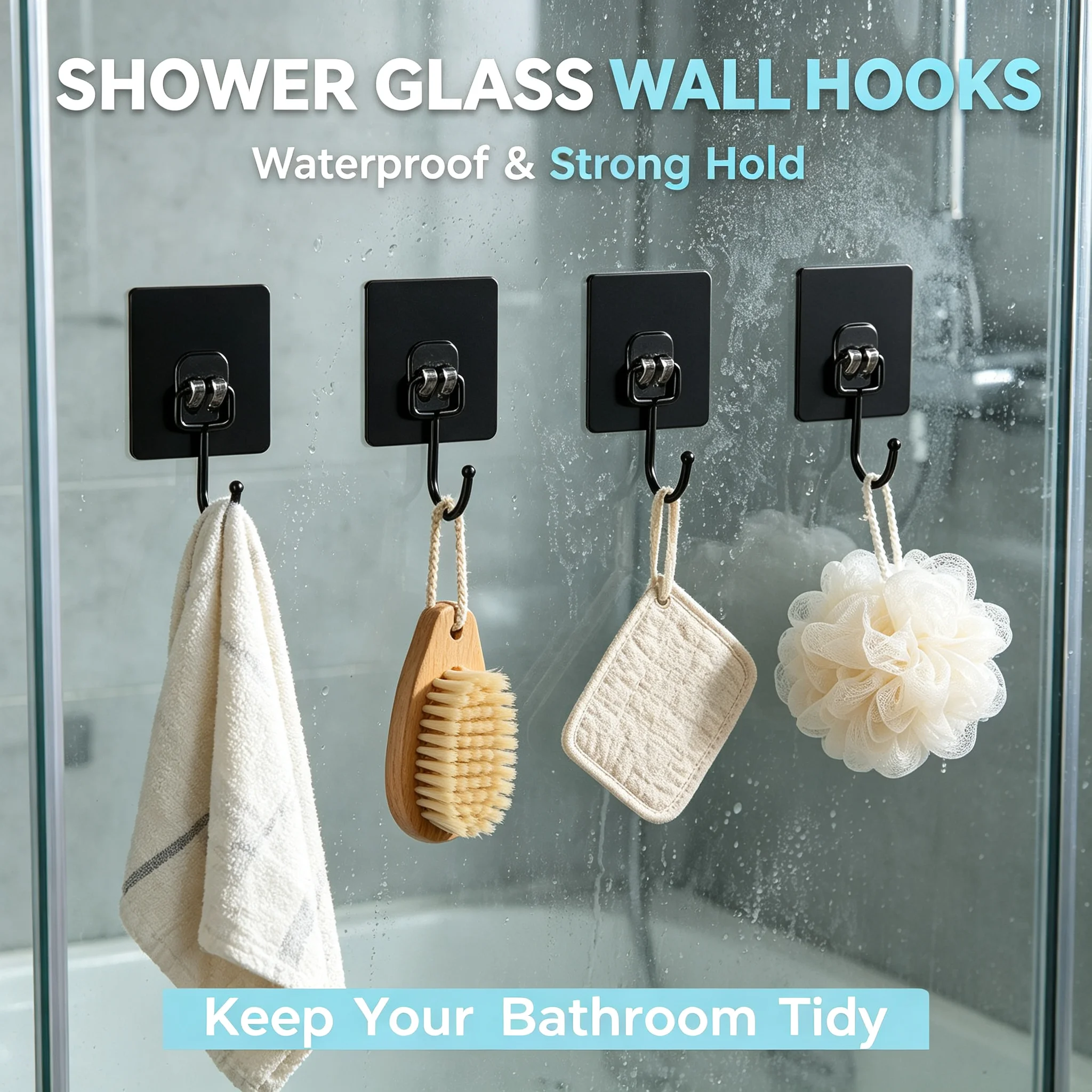 Rotating Waterproof Self Adhesive Hooks Strong Sticker Wall Door Hanging Holder for Kitchen Bathroom Daily‑Use Storage Organizer
