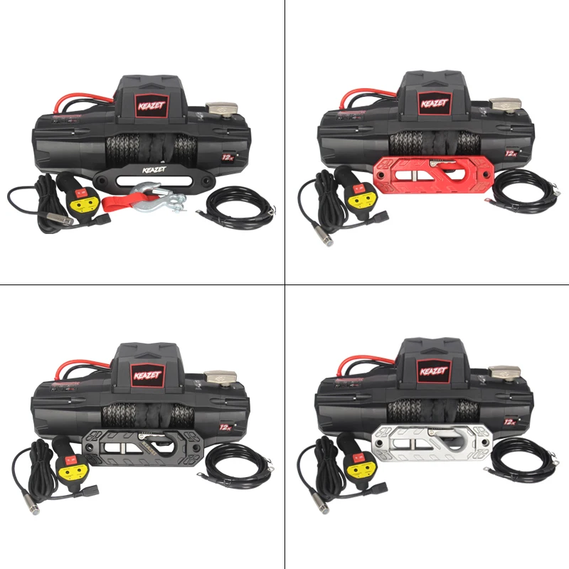 ونش كهربائي مثبت على السيارة 12000LBS 12 فولت يناسب خطاف دليل الونش لمعدات الإنقاذ على الطرق الوعرة للمركبة