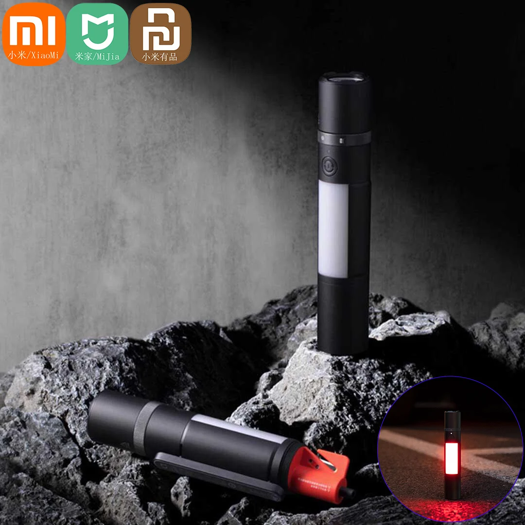 Mijia多機能懐中電灯ズーム機能付き超高輝度トーチ窓割り器安全ベルトカッターXiaomi車載緊急LEDライト