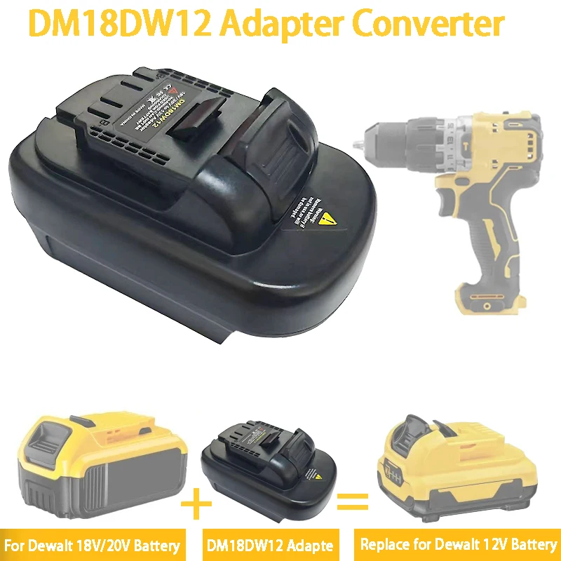 

For Dewalt & for Milwaukee 18V/20V Lithium Battery DM18DW12 Battery Adapter Convert To Work for Dewalt 12V Battery Power Tool