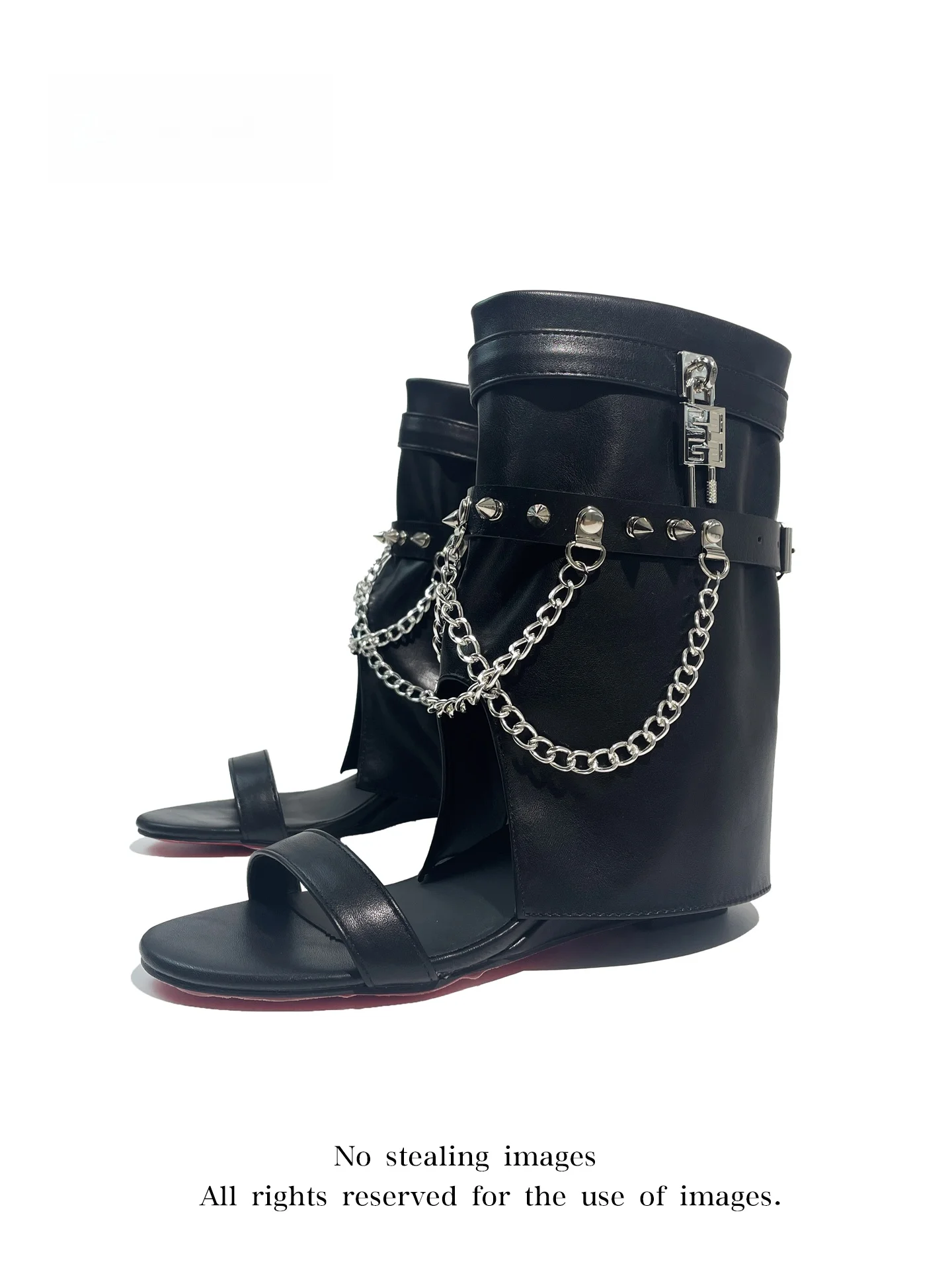 

Mib'Vias Original 2025 Punk Style Bootie Ankle Boots Gold Lock Buckle Fashionable Ladies High-End Sensation Cool Boots
