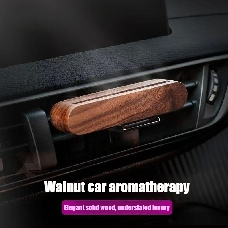 Car Aroma Diffuser Auto Air Outlet Perfume Freshener Vent Clip Wood Essential Oil Aromatherapy Holder With Fiber Sticks