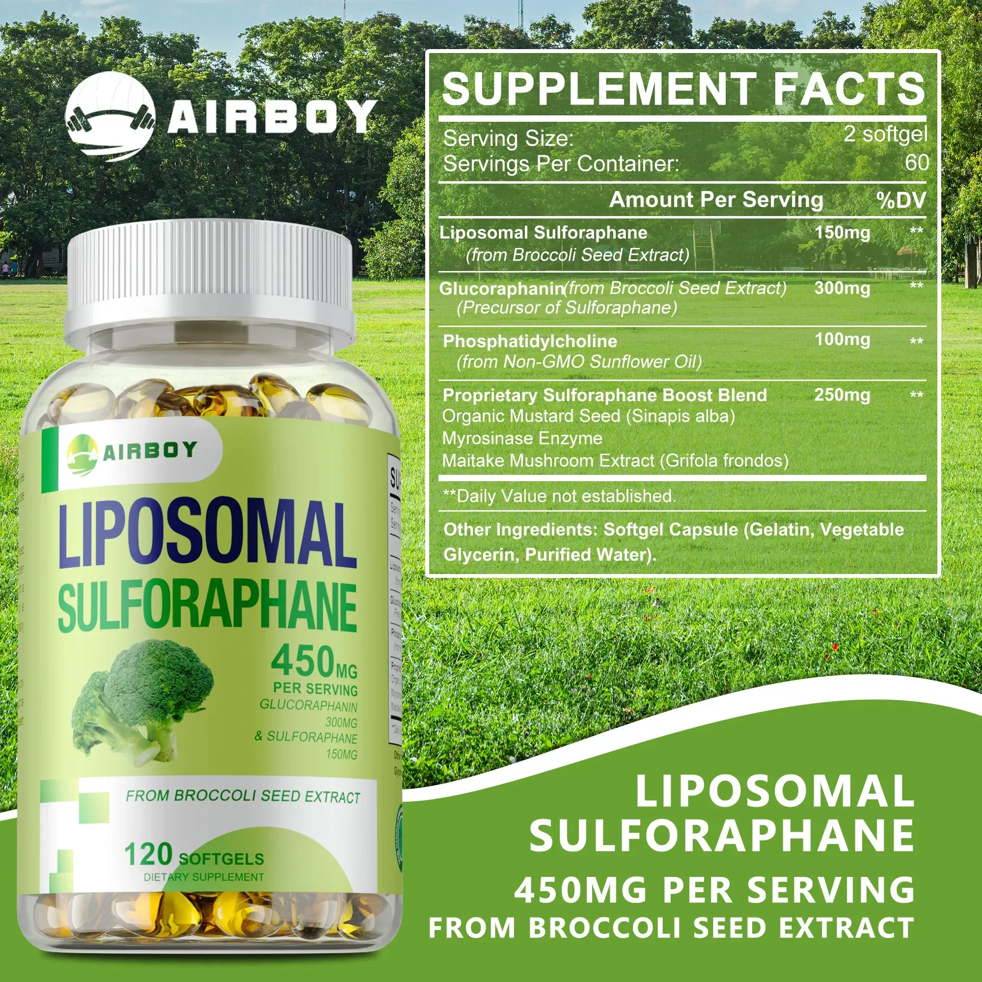 Liposomal Sulforaphane - Reduce Anxiety, Antioxidant, Liver Health, Supports Skin, Brain, Eye and Heart Health, Boost Immunity