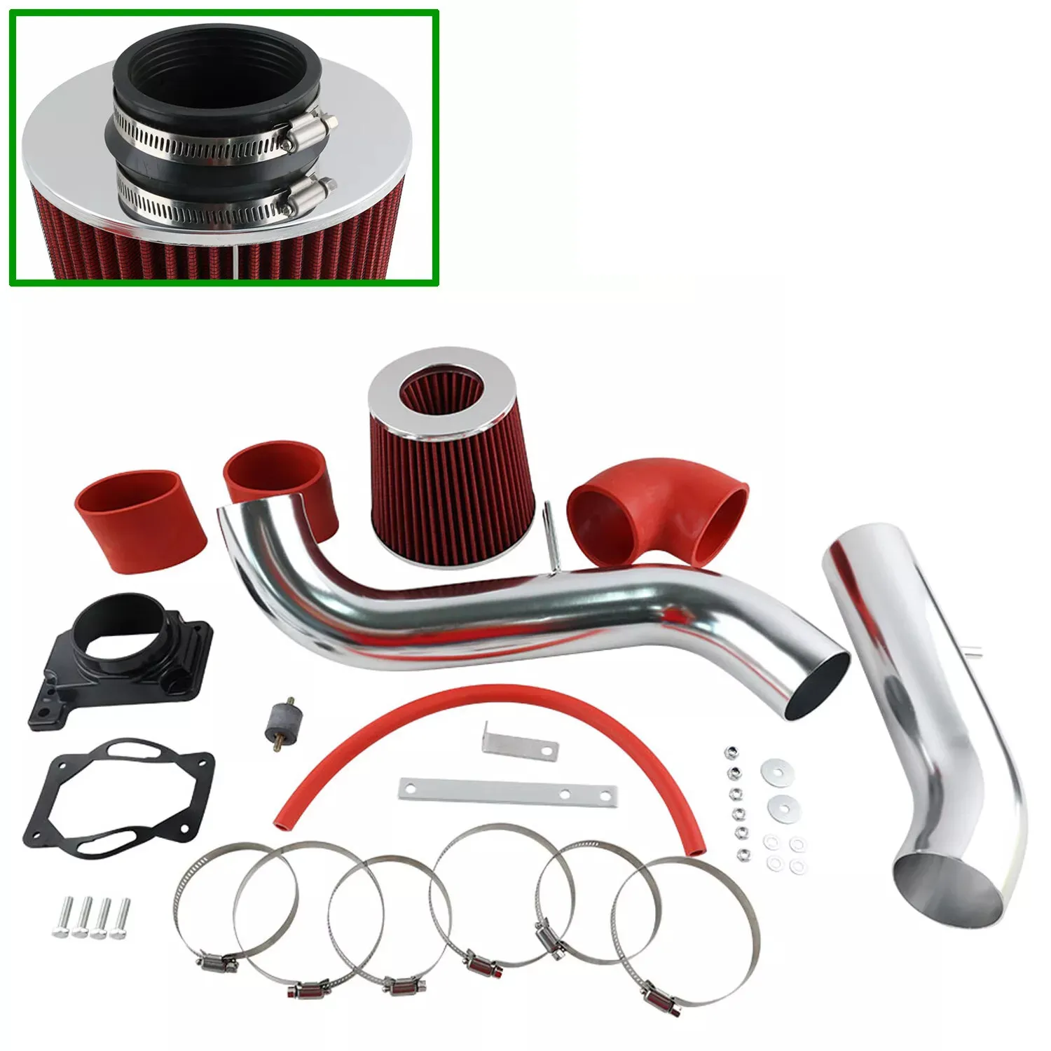 Red Cold Air Intake Pipe Filter Kit For Mitsubishi Eclipse Galant Dodge Stratus Chrysler Sebring Engine Air Intake System