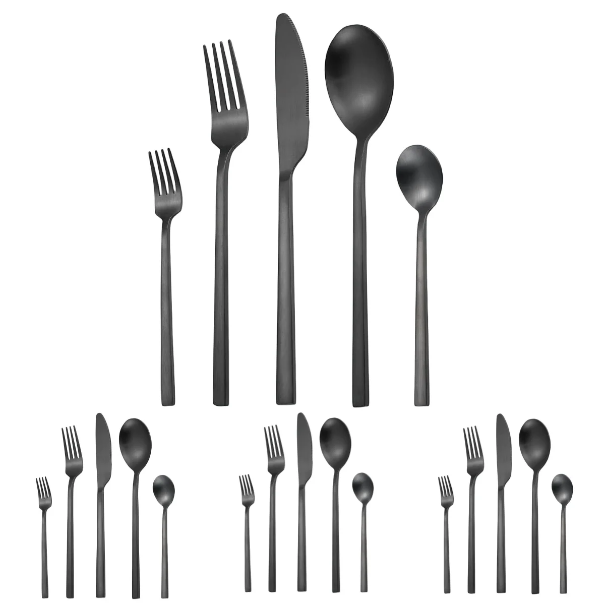 

A·HOUSEWARE Black Matte Silverware Set for 4 Forged Flatware Stainless Steel Tableware 20 Piece Utensil Satin Finish Cutlery Set