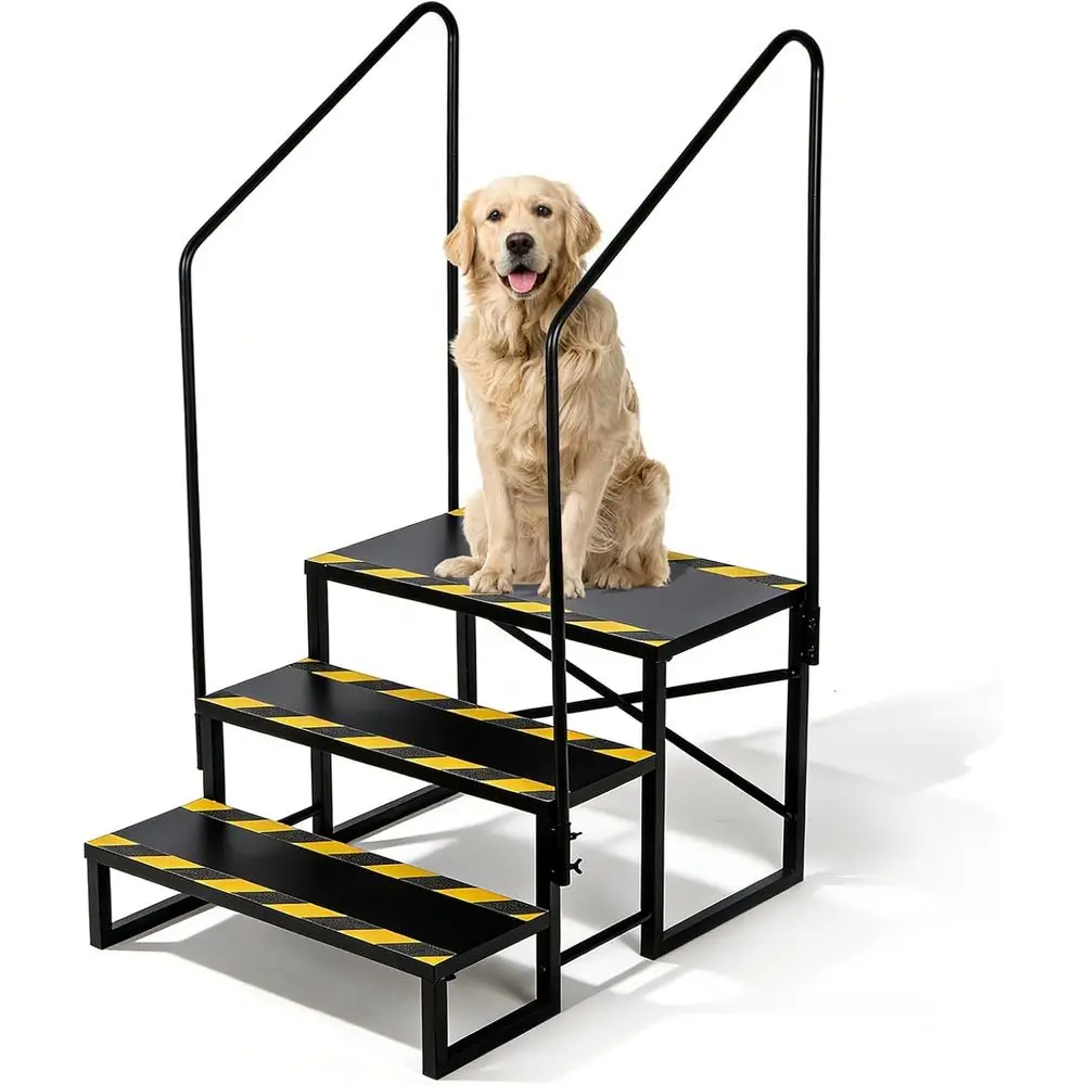 

Steps with Handrail, 3 Step Outdoor Hot Tub Mobile Home Stairs Anti-Slip for Travel Trailer Motor Home Boat Camper and Porch for