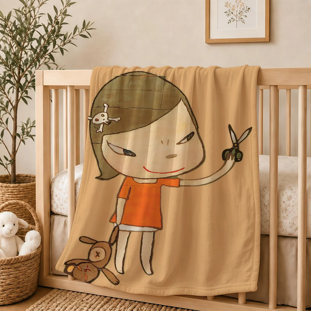 Art Yoshitomo Nara Blanket For Soft Warm Knee For Bedroom Living Room Bed Sofa Camping Picnic Office Gift