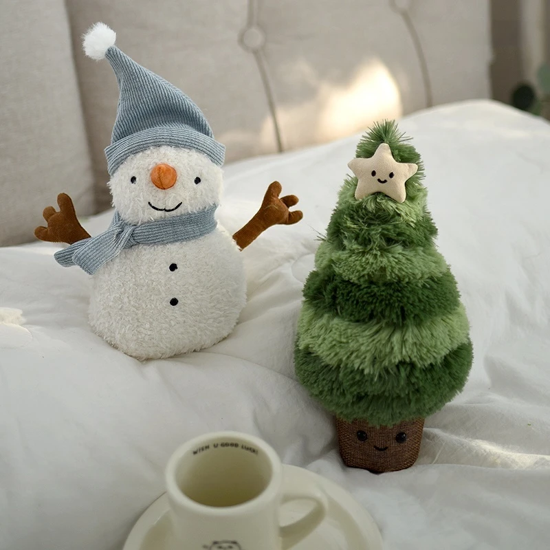 

Christmas Tree Snowman Plush Pillow - Soft Stuffed Toy, Xmas Decoration for Living Room Sofa, Festive Holiday Gift
