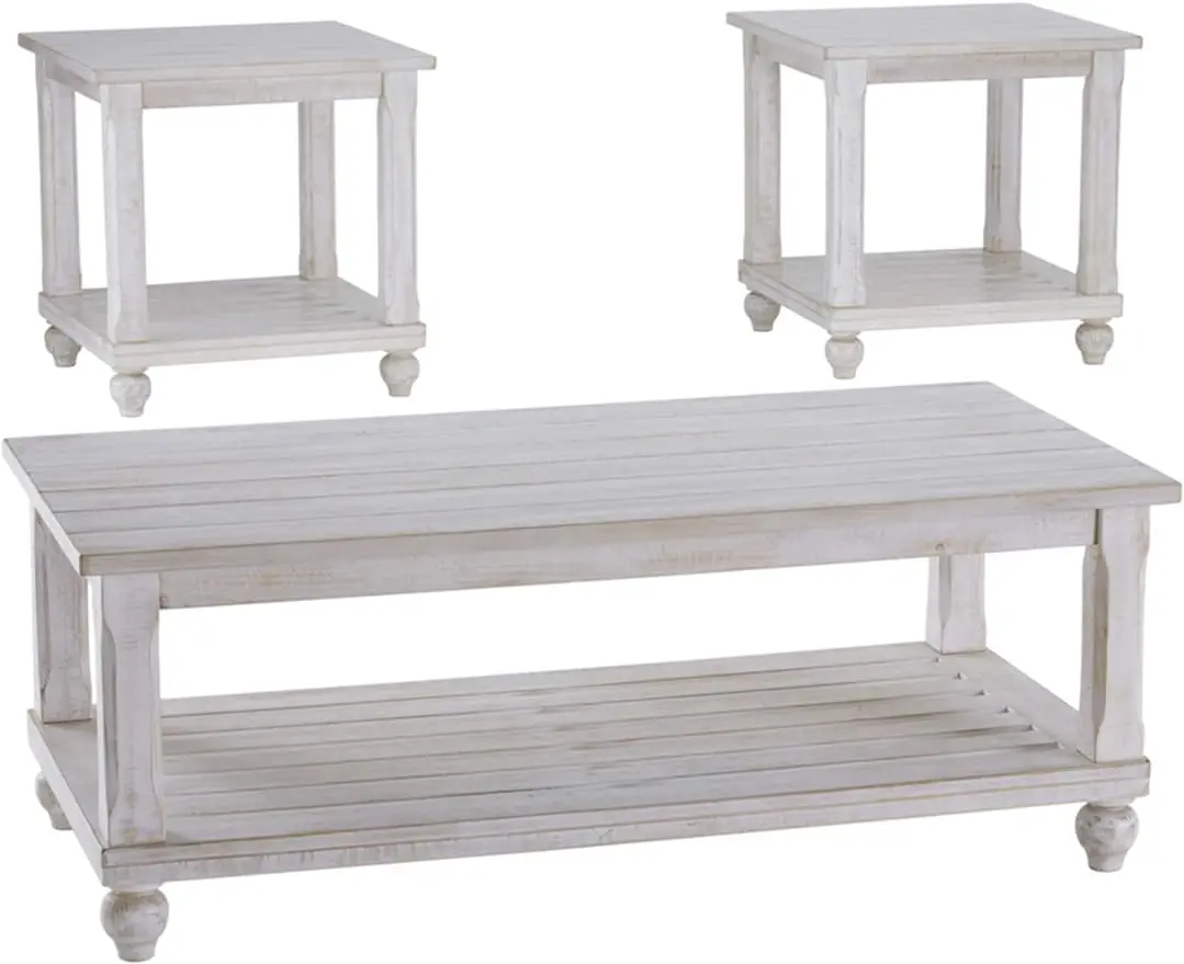 

XCYAshley Cloudhurst Farmhouse 3-Piece Table Set, Includes 1 Coffee Table and 2 End Tables with Lower Storage Shelf,