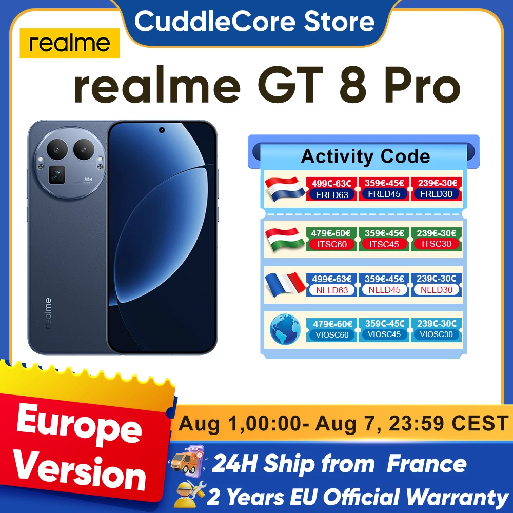 realme GT 8 Pro 5G Smartphone Snapdragon 8 Elite Gen 5 Fotocamera Ultra da 200MP Ricarica Wireless 50W Schermo 144Hz Nuova Versione Globale