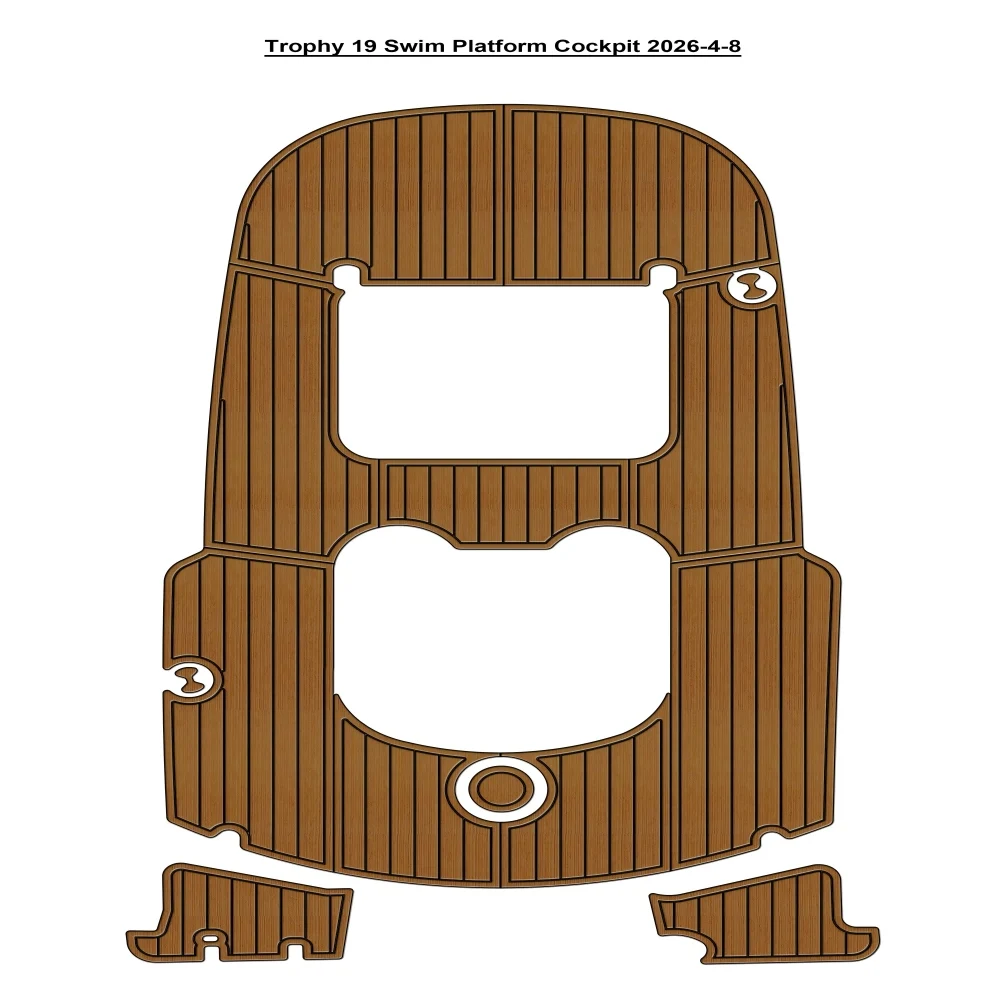 

Trophy 19 Swim Platform Cockpit Pad Boat EVA Foam Faux Teak Deck Floor Mat SeaDek Style Self Adhesive