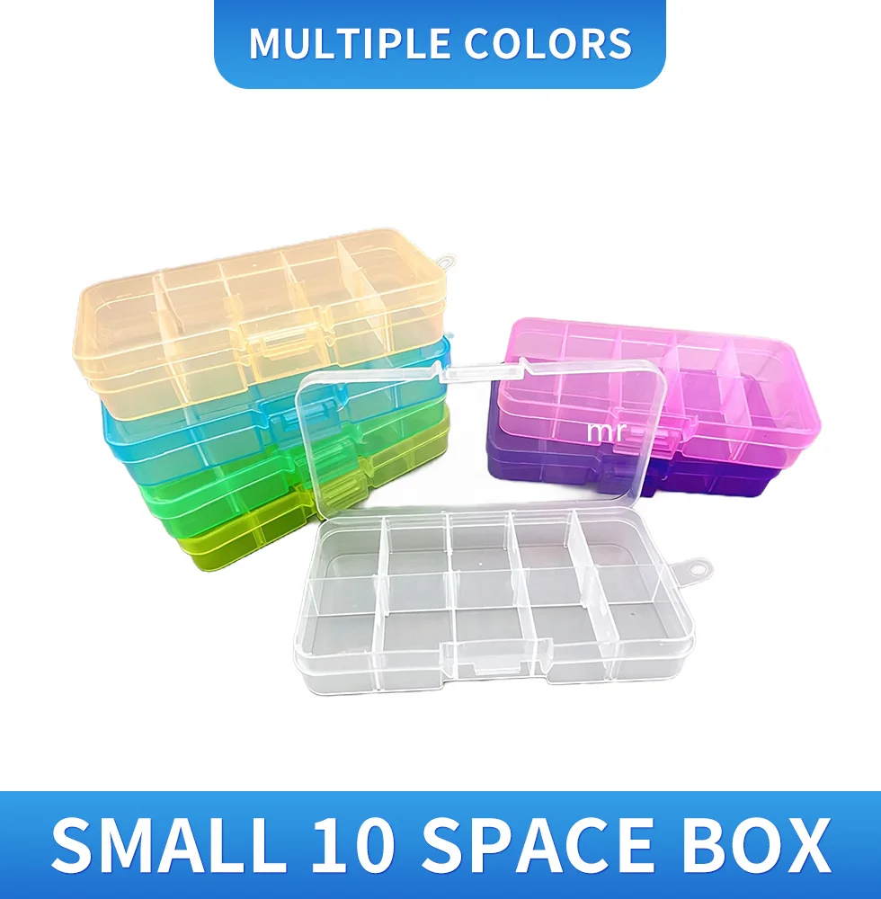 New 10 Slots Cells Colorful Portable Jewelry Tool Storage Box Container Ring Electronic Parts Screw Beads Organizer Plastic Case