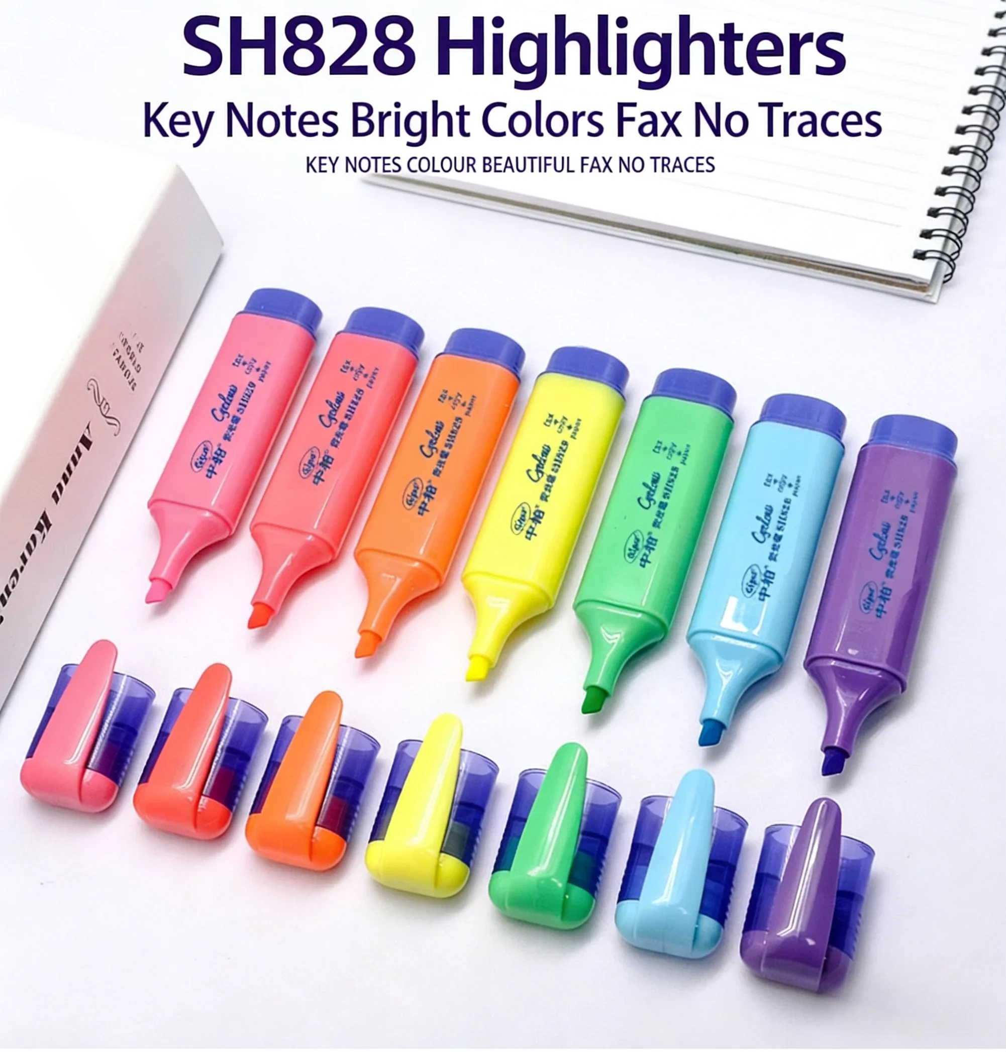 

Маркеры-хайлайтеры Zhongbo 828 с заостренным кончиком, 7 цветов, мягкие, безопасные для глаз, флуоресцентные ручки для студентов, офиса и школы