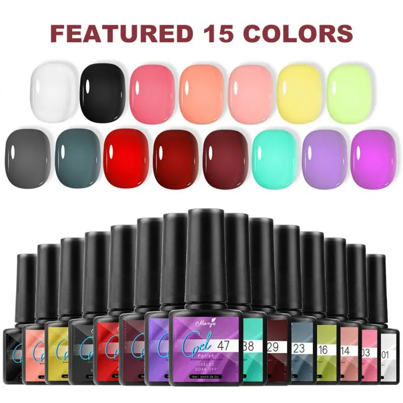 

2PCS Nail Gellack Nail Supplies 15 Colors Nail Accessories Soak Off Led Uv Gel Diy Nails 8ml Manicure Nail Gel Polish Nail Art