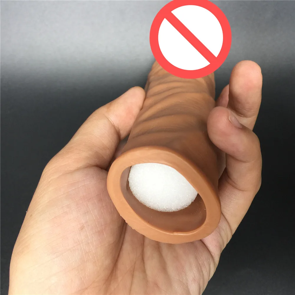 19*4 CM Super realistic and soft  penis extension sleeve increase in length girth sex toys for men penis enlarger