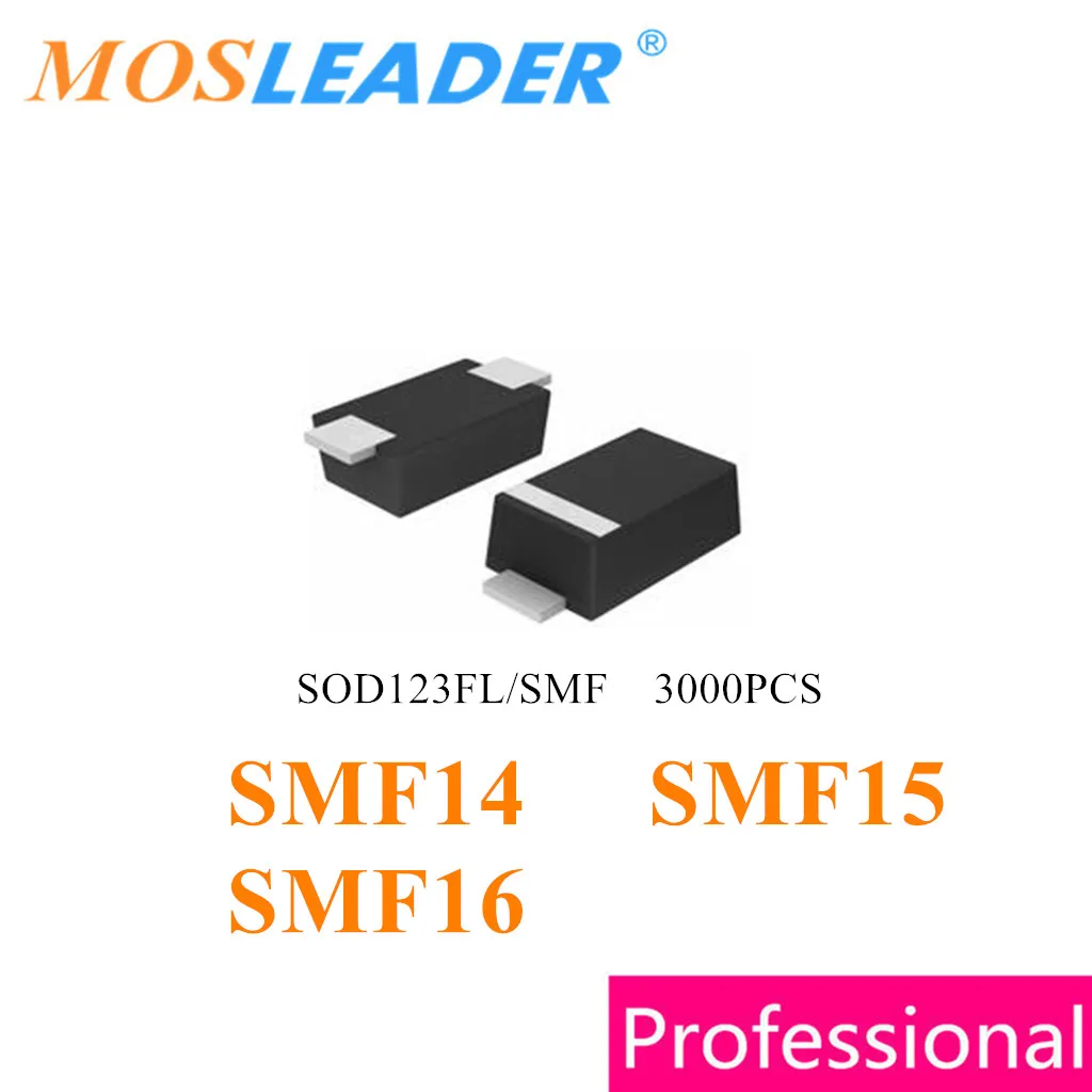 Mosleader 3000PCS SOD123F 1206 SMF14 SMF15 SMF16 SMF14A SMF14CA SMF15A SMF15CA SMF16A SMF16CA ESD SOD123FL 14V 15V 16V Chinese