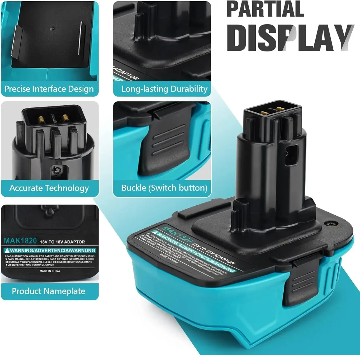 Imagem -04 - Conversor de Adaptador de Bateria para Makita Ferramentas Elétricas Makita 18v bl Bateria Li-ion para Dewalt 18v Ni-cd Ni-mh Mak1820