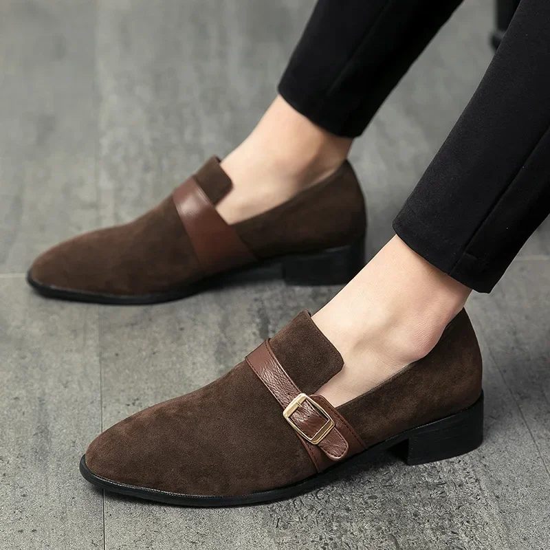 

Large Size New Le fu Solid Colour Pointed Toe Formal Small Leather Shoes Retro Casual British Business Dress Leather Shoes PX101