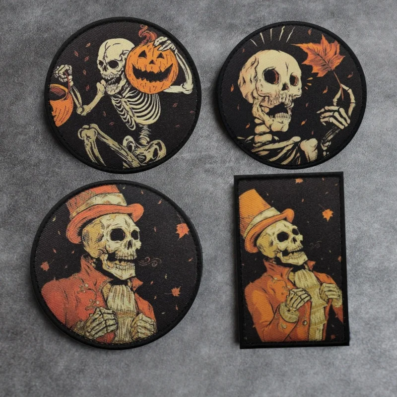 

Pumpkin Night Halloween Printing Tactical Patch Victoria Autumn Skull Badge Hook and Loop Morale Badge Outdoor Backpack Sticker