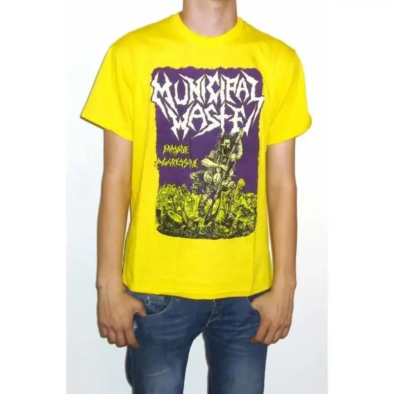 Municipal Waste Massive Aggressive Yellow T shirt NEW OFFICIAL fatal feast