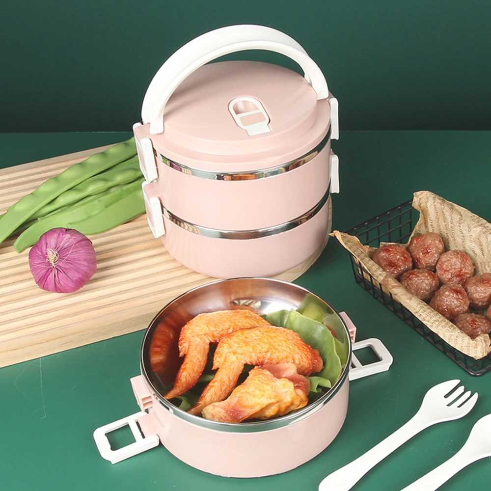 صندوق غداء من الفولاذ المقاوم للصدأ، صندوق غداء معزول على شكل دلو، صندوق بينتو قابل للتكديس، سهل التنظيف، يستخدم للمكتب والتخييم #4