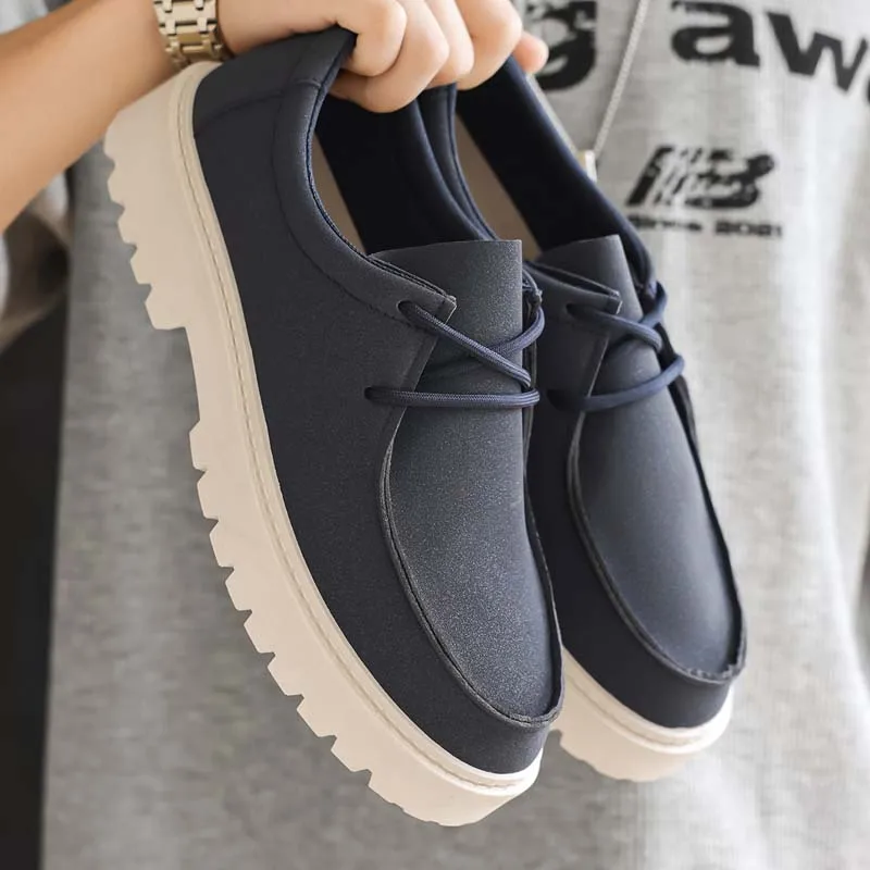 High Quality Men Casual Shoes Comfortable Lace-up Business Footwear Fashion Leather Loafers Platform Non Slip Office Work Shoes