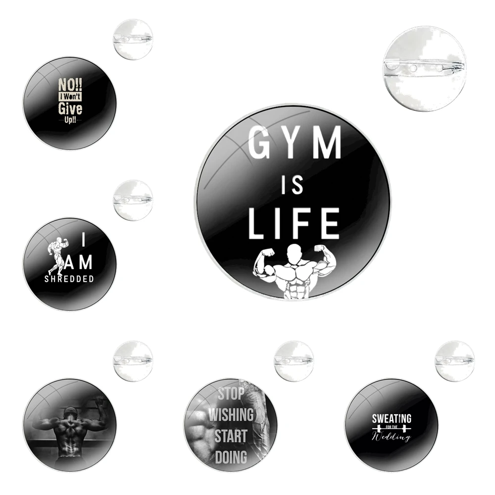 Bodybuilding Gym Fitness Pins Badge Metal Brooches For Clothes Backpack Decoration gift