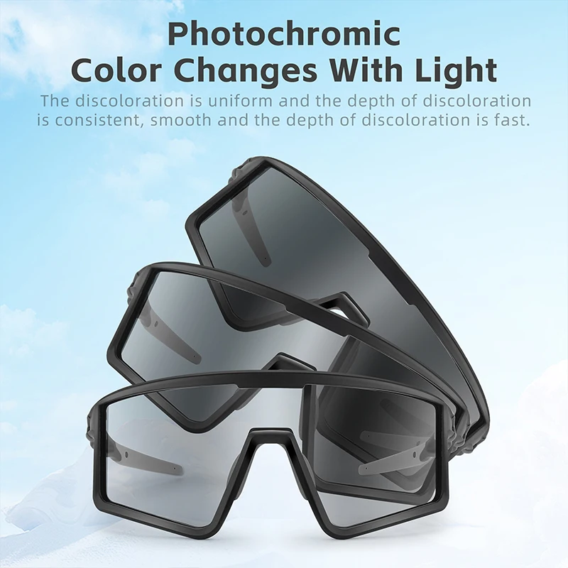 WEST BIKING Photochromic Cycling Glasses Large Frame Lightweight Sunglasses Myopia Frame Skin Friendly Outdoor Sport Eyewear