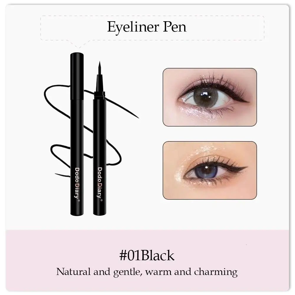 كحل سائل مقاوم للماء مقاوم للتلطخ فائق الدقة طرف كحل طبيعي سموكي كحل سائل ناعم أسود مكياج