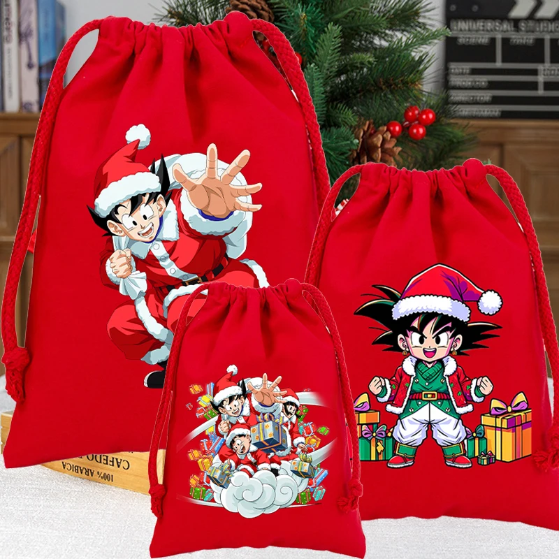 Dragon Ball Christmas Gift Bag Xmas Tree Anime Ornaments Pouch Kids Action Figures Candy Drawstring Packaging Fashion Home Decor