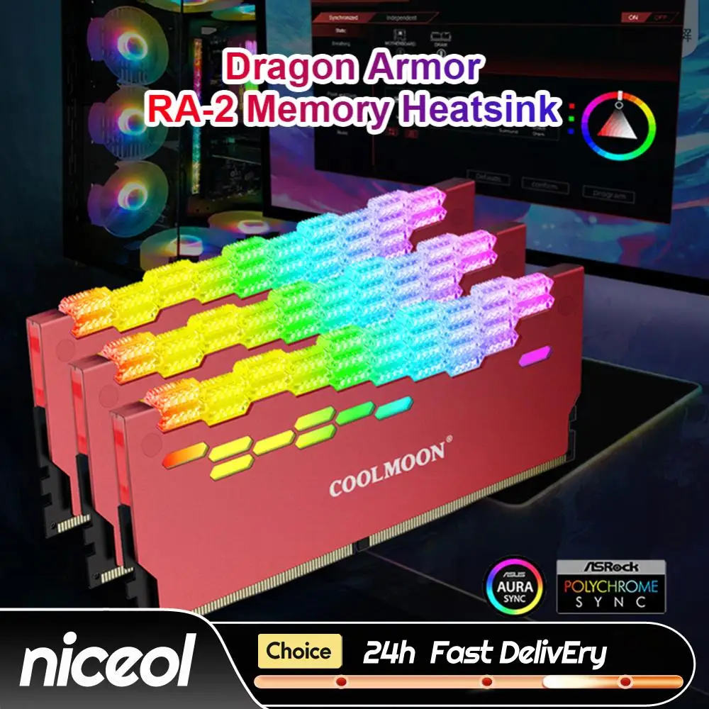 COOLMOON RA-2 RAM Memory Bank Heat Sink ARGB Colorful Flashing Heat Spreader